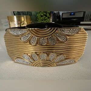 Judith Leiber Gold and Silver Floral Belt